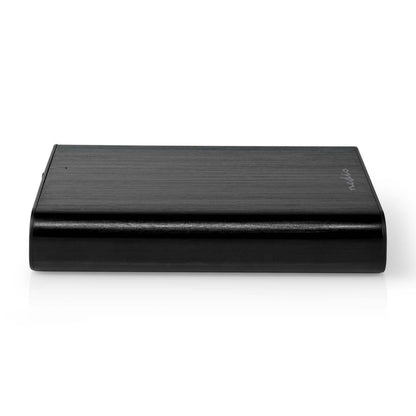 Nedis harddiskkabinet 3,5" USB-C 3.2 Gen 1 sort metal, til 3,5" SATA, frontvisning med Nedis-logo øverst.