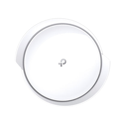 TP-Link Deco X50 5G router 3000 Mb/s hvid rund med diskret logo, mesh support, svage kantriller, WiFi 6.