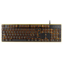 Deltaco DK210 gaming-tastatur sort med orange bagbelysning, QWERTY-layout, numerisk tastatur, medietaster og funktionsknapper.