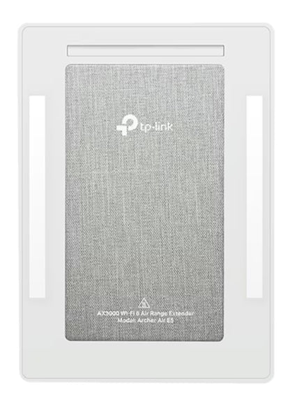 TP-Link Archer Air E5 Wifi 6-repeater AX3000 hvid med grå tekstureret midte, TP-Link-logo foran, rektangulær form.