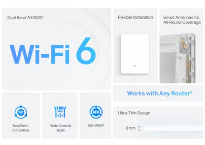 TP-Link Archer Air E5 WiFi 6 repeater AX3000 dual-band EasyMesh MU-MIMO smarte antenner ultratyndt 8mm design.