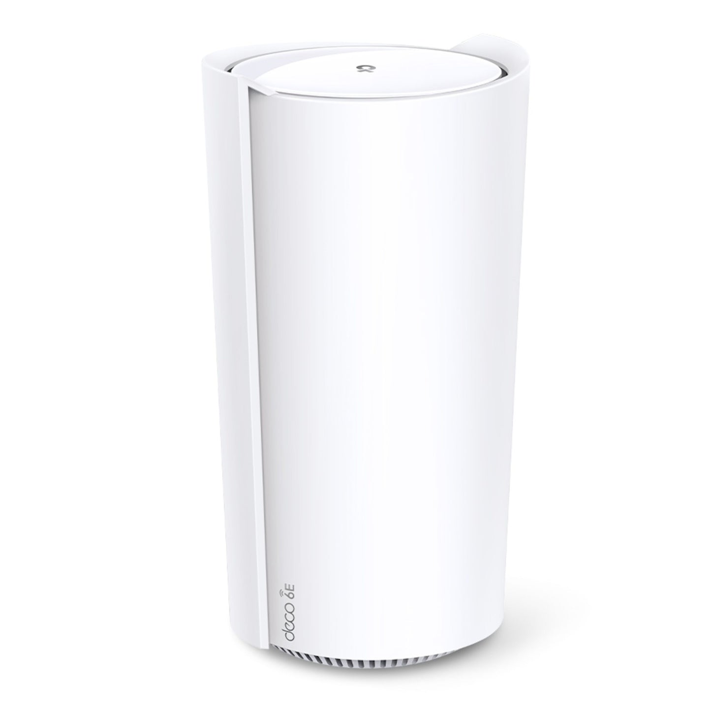 TP-Link Deco XE200 mesh-router Wifi 6E AXE11000 1-pakke hvid cylindrisk, diskret logo på siden, lille indikatorlampe øverst.