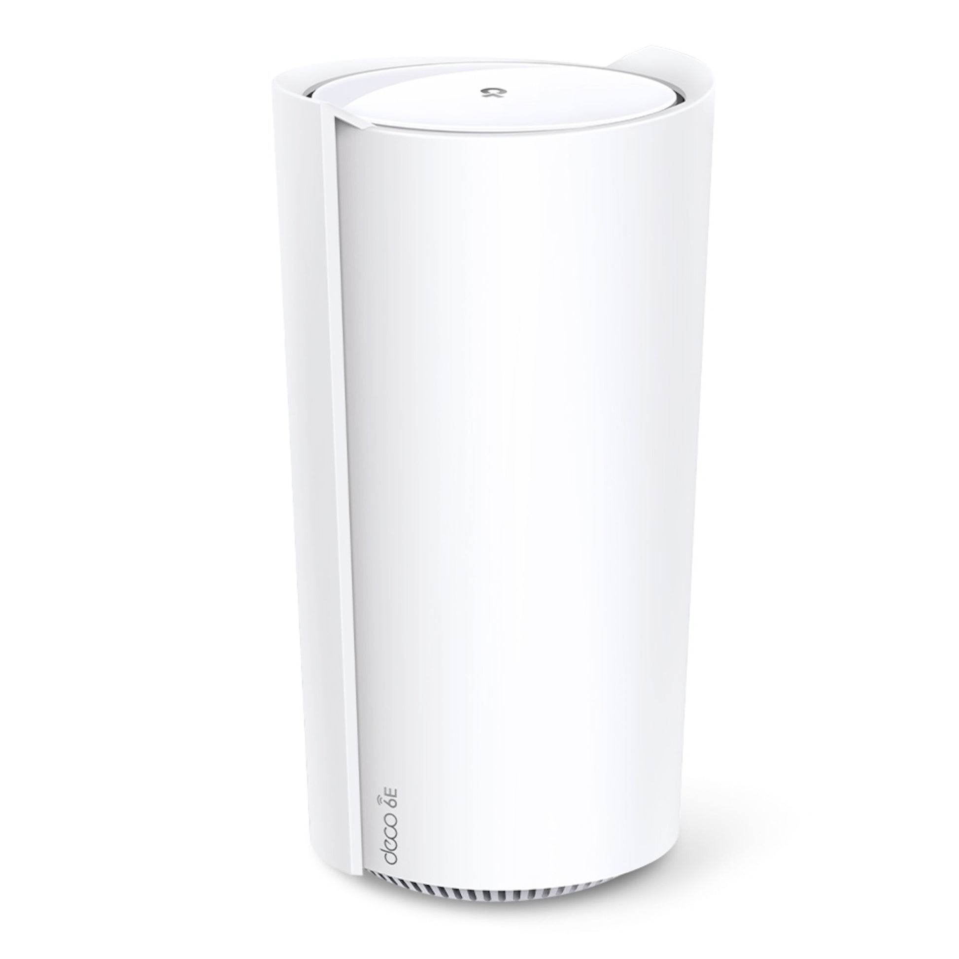 TP-Link Deco XE200 mesh-router Wifi 6E AXE11000 1-pakke hvid cylindrisk, diskret logo på siden, lille indikatorlampe øverst.