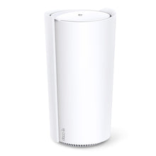 TP-Link Deco XE200 mesh-router Wifi 6E AXE11000 1-pakke hvid cylindrisk, diskret logo på siden, lille indikatorlampe øverst.