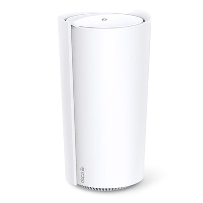 TP-Link Deco XE200 mesh-router Wifi 6E AXE11000 1-pakke hvid cylindrisk, diskret logo på siden, lille indikatorlampe øverst.