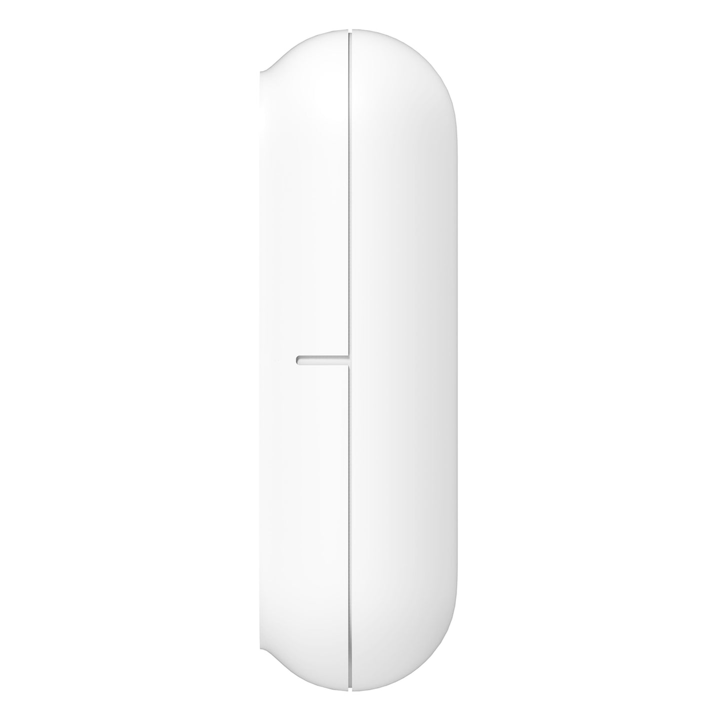 Aqara Sensor AS5 Magnetkontakt hvid, oval ladetaske set fra siden med lodret synlig samling.