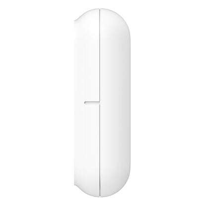 Aqara Sensor AS5 Magnetkontakt hvid, oval ladetaske set fra siden med lodret synlig samling.