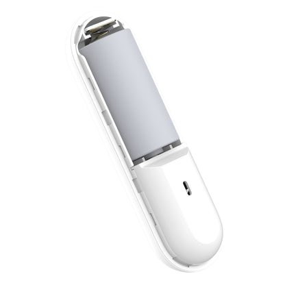 Aqara AS5 Magnetkontakt, hvid oval sensor med frontindikator og aftageligt låg, synlig cylindrisk batteri.