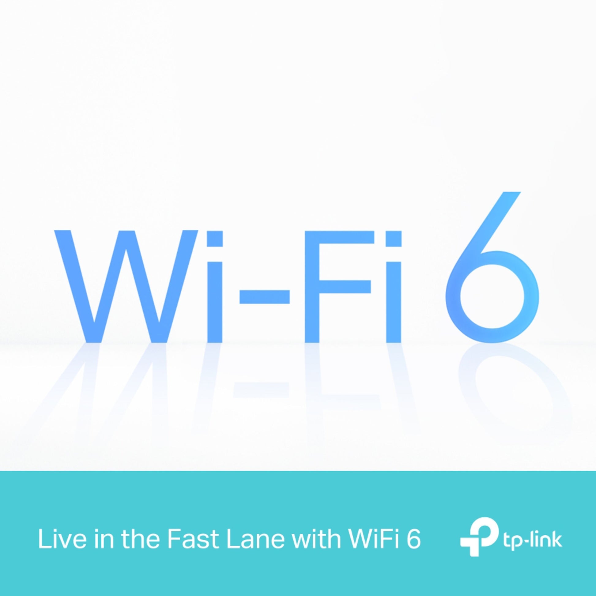 TP-Link Archer Air R5 Trådløs Router AX3000, blå Wi-Fi 6 tekst, TP-Link logo.