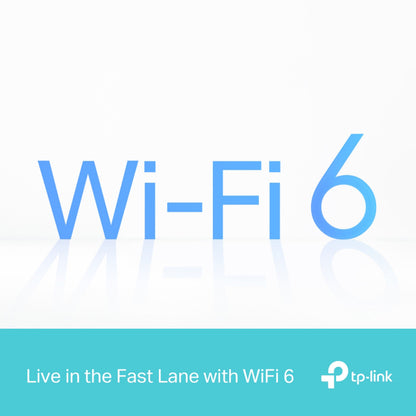 TP-Link Archer Air R5 Trådløs Router AX3000, blå Wi-Fi 6 tekst, TP-Link logo.