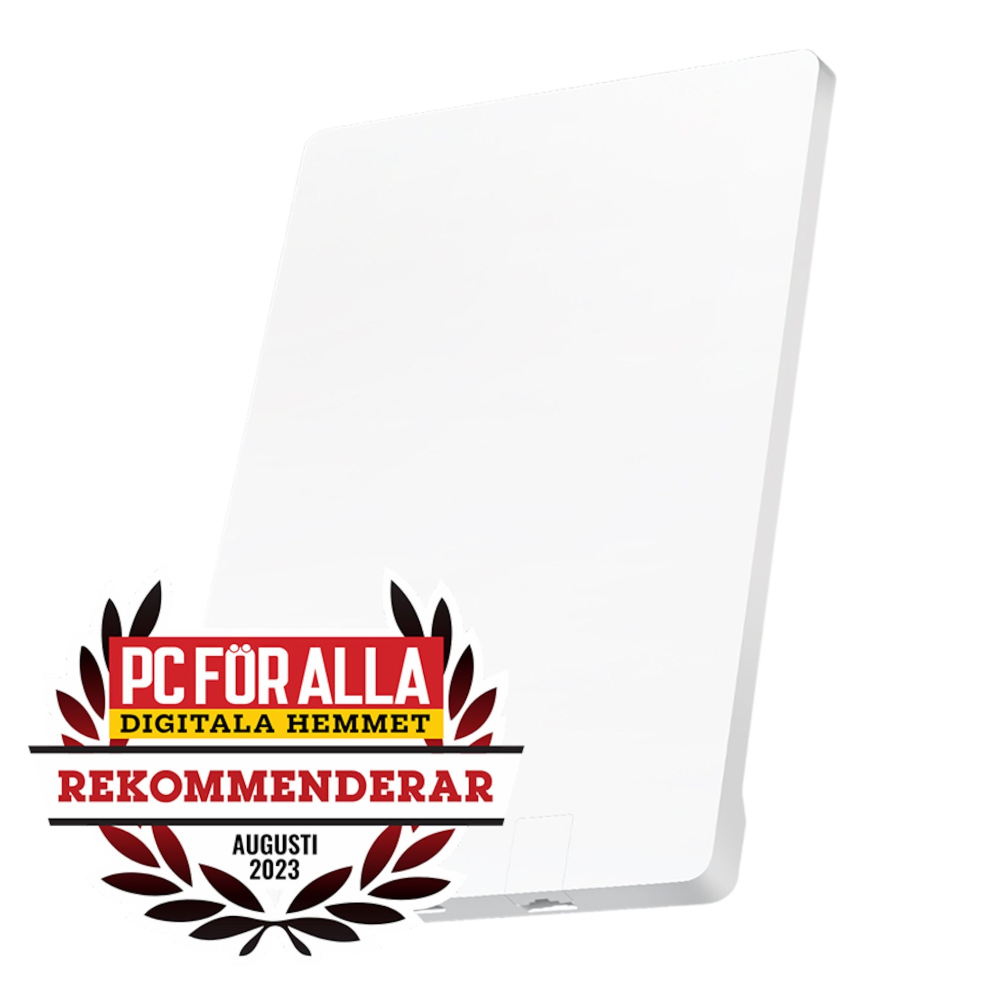 TP-Link Archer Air R5 trådløs router AX3000 WiFi 6 hvid, badge med "PC FÖR ALLA DIGITALA HEMMET" nederst til venstre.