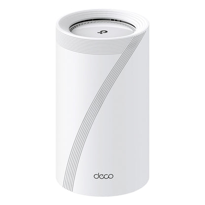 TP-Link Deco BE65 Mesh-router Wifi 7 BE9300 1-pak hvid cylinder med rillet top, diskret P-logo, op til 11 Gb/s.