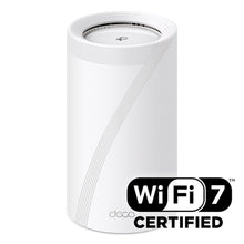 TP-Link Deco BE85 Mesh-router Wifi 7 BE19000 1-pak hvid cylinder med "deco" nederst og "WiFi 7 CERTIFIED" mærke.