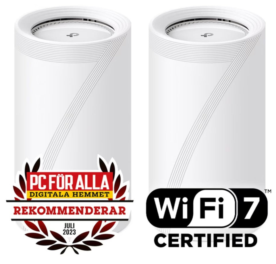 TP-Link Deco BE85 Mesh WiFi 7 (BE19000) hvid, til enheder, WiFi 7 Certified-logo, op til 22 Gb/s.