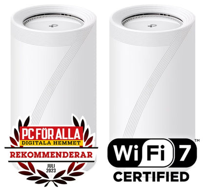 TP-Link Deco BE85 Mesh WiFi 7 (BE19000) hvid, til enheder, WiFi 7 Certified-logo, op til 22 Gb/s.