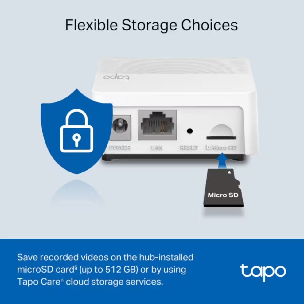 Tp-Link Tapo D230S1 smart dørklokke med hub, skjoldikon og microSD-slot, batteridrevet, understøtter 2K video.