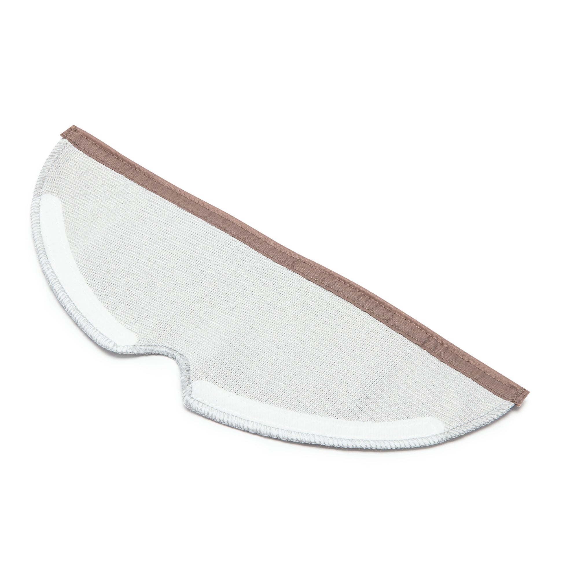Roborock 2-pak hvide mikrofiberfiltre med brun kant og buet form, passer til ansigtsmasker, samme materiale som støvsugertilbehør.