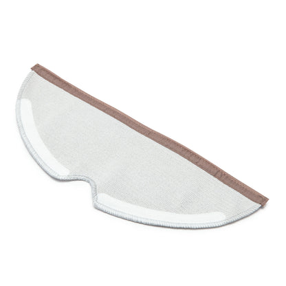 Roborock 2-pak hvide mikrofiberfiltre med brun kant og buet form, passer til ansigtsmasker, samme materiale som støvsugertilbehør.