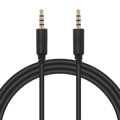 Lydkabel med 3,5 mm stereo han-til-han stik, sort, 2 meter, metalstik med to sorte ringe.