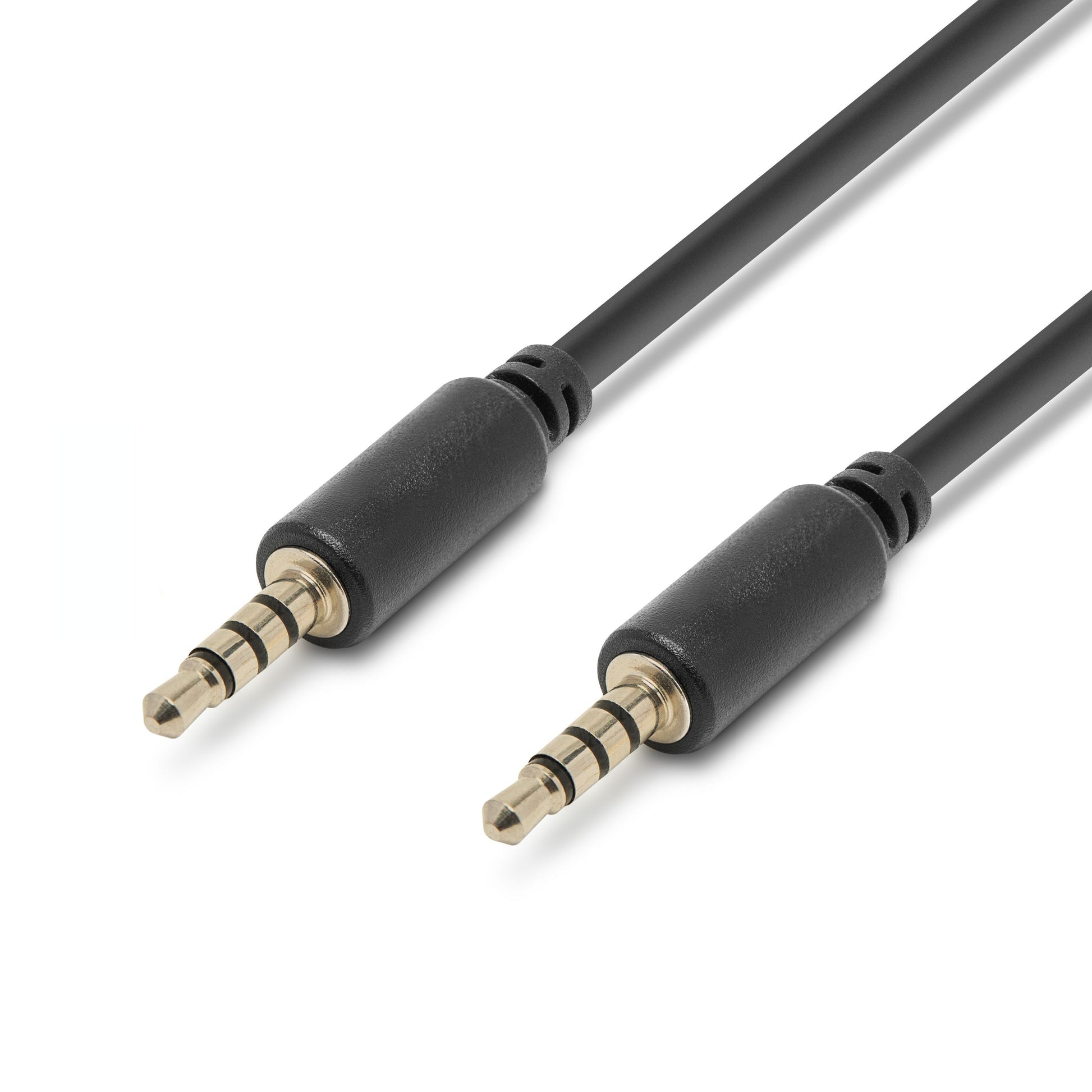 2x 3,5 mm lydkabel, sort, 3 m, guldbelagt mini jack-stik med tre sorte ringe.