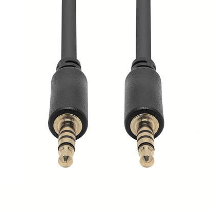 Lydkabel med 3,5 mm stereo og mikrofonstik, guldbelagt, 3 meter, stik vist lodret.