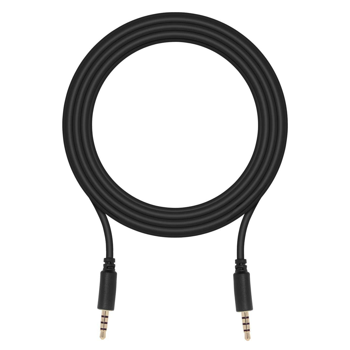 Lydkabel 3,5 mm sort, 3 m, begge ender med synlige hanstik til stereo og mikrofon.