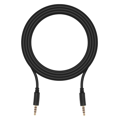 Lydkabel 3,5 mm sort, 3 m, begge ender med synlige hanstik til stereo og mikrofon.