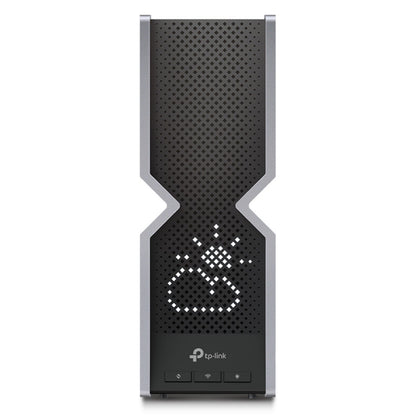 TP-Link Archer BE800 trådløs router Wifi 6 BE19000 sort, synligt logo, flere porte på fronten.