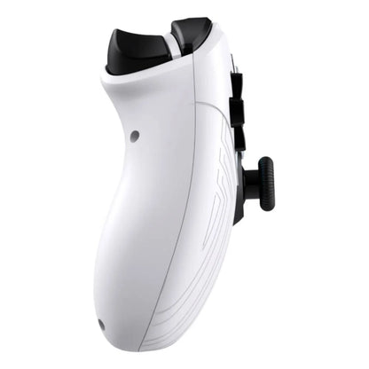 Deltaco Trådløs controller til PS4 og PC, hvid, close-up sideview med knapper, triggere og greb detaljer.