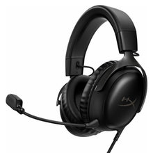HyperX Cloud III sort over-ear gaming headset med polstret bøjle, bløde ørepuder, DTS Spatial Audio, boom og aftagelig mikrofon.