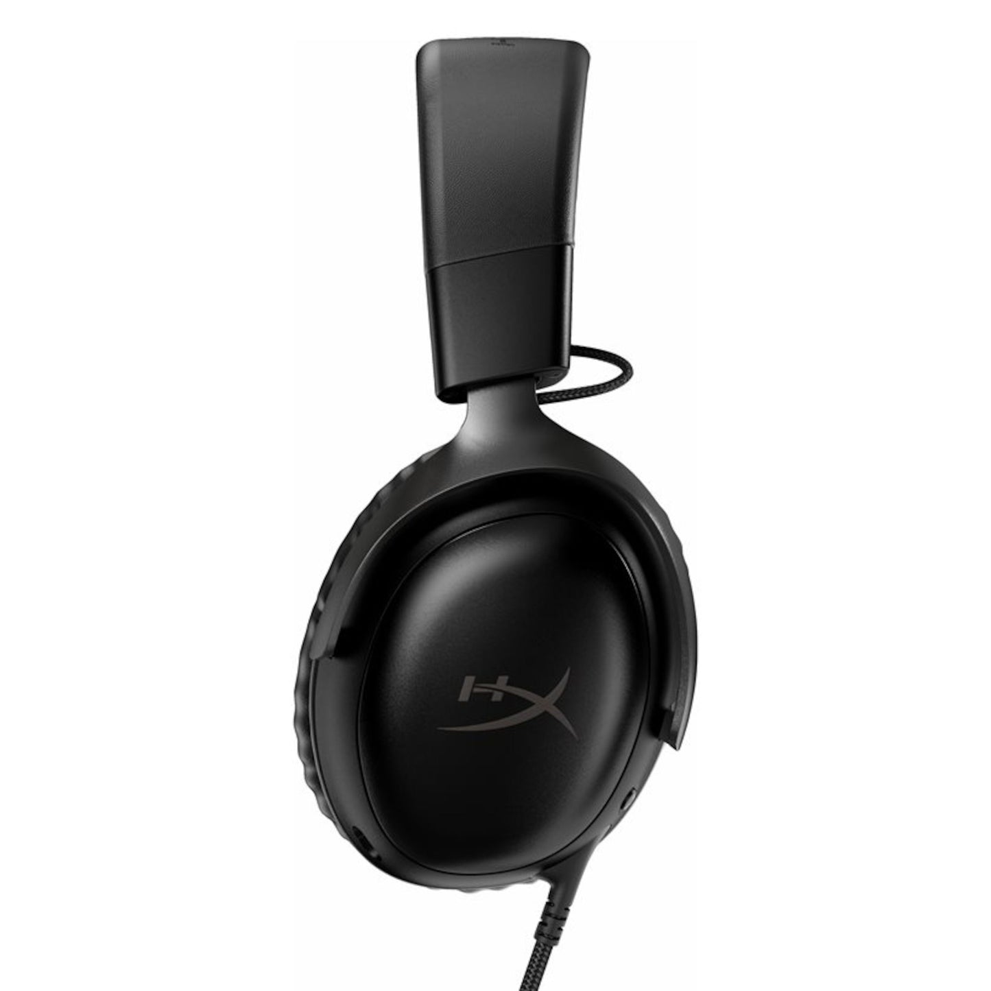 HyperX Cloud III sort kablet over-ear gaming headset med polstret bøjle, HyperX-logo, aftagelig mikrofon, DTS Spatial Audio.