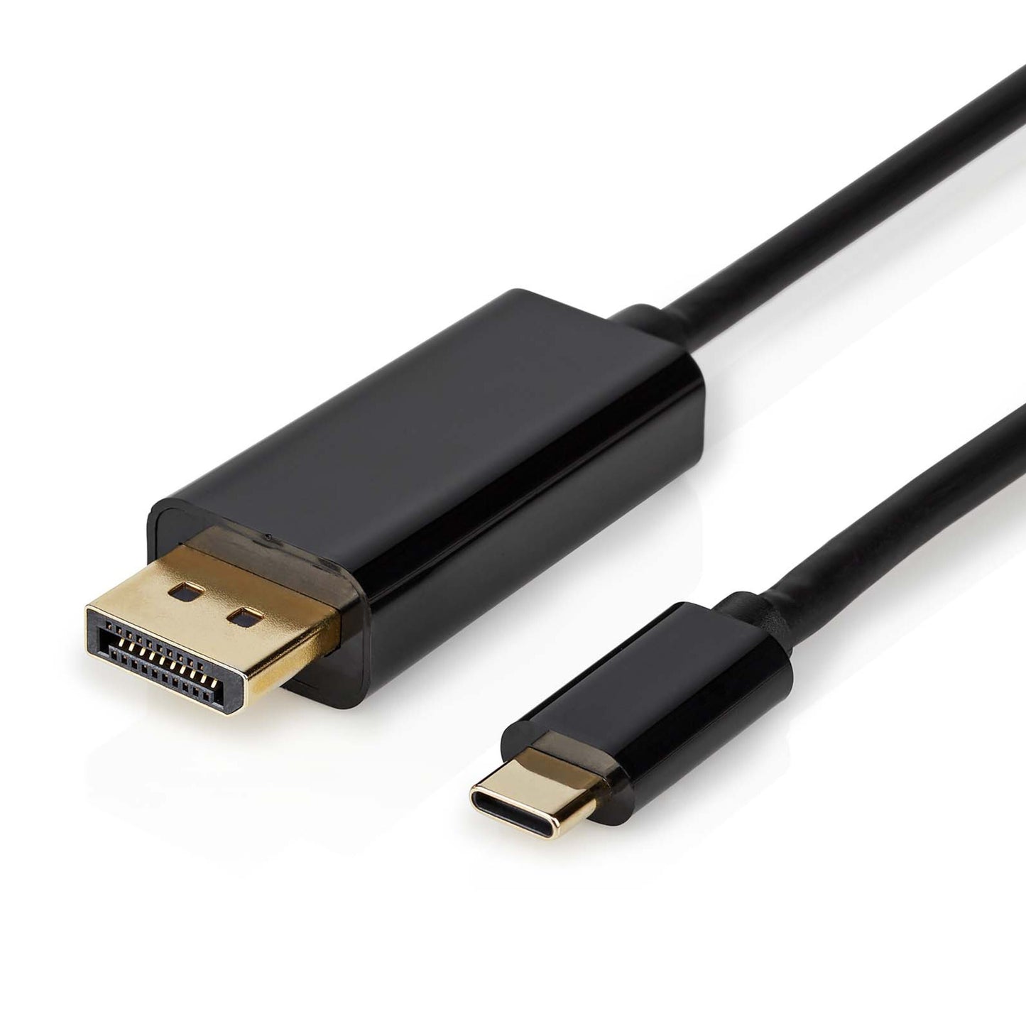 Plexgear USB-C til DisplayPort kabel 2 m sort med guldbelagt stik understøtter 4K ved 60Hz.