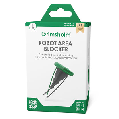 Grimsholm Area Blocker til robotplæneklippere, grøn/sort, kompatibel med klippezoner og ledningsstyrede maskiner, 3 års garanti.