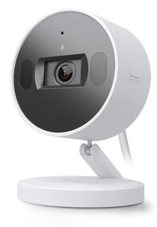 TP-Link Tapo C125 overvågningskamera indendørs, sort front, rund base, justerbart stativ, 2K QHD opløsning, ledning.