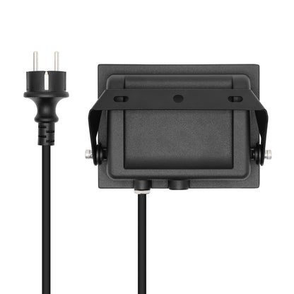 LED-projektør 30 W 3380 lm sort, vægbeslag, justerbare knapper, sort ledning, Schuko-stik, IP65.