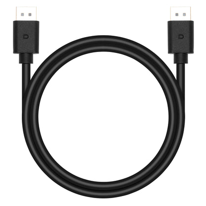 DisplayPort 1.4 kabel 1 m sort, stik i begge ender, rund form, understøtter 8K.