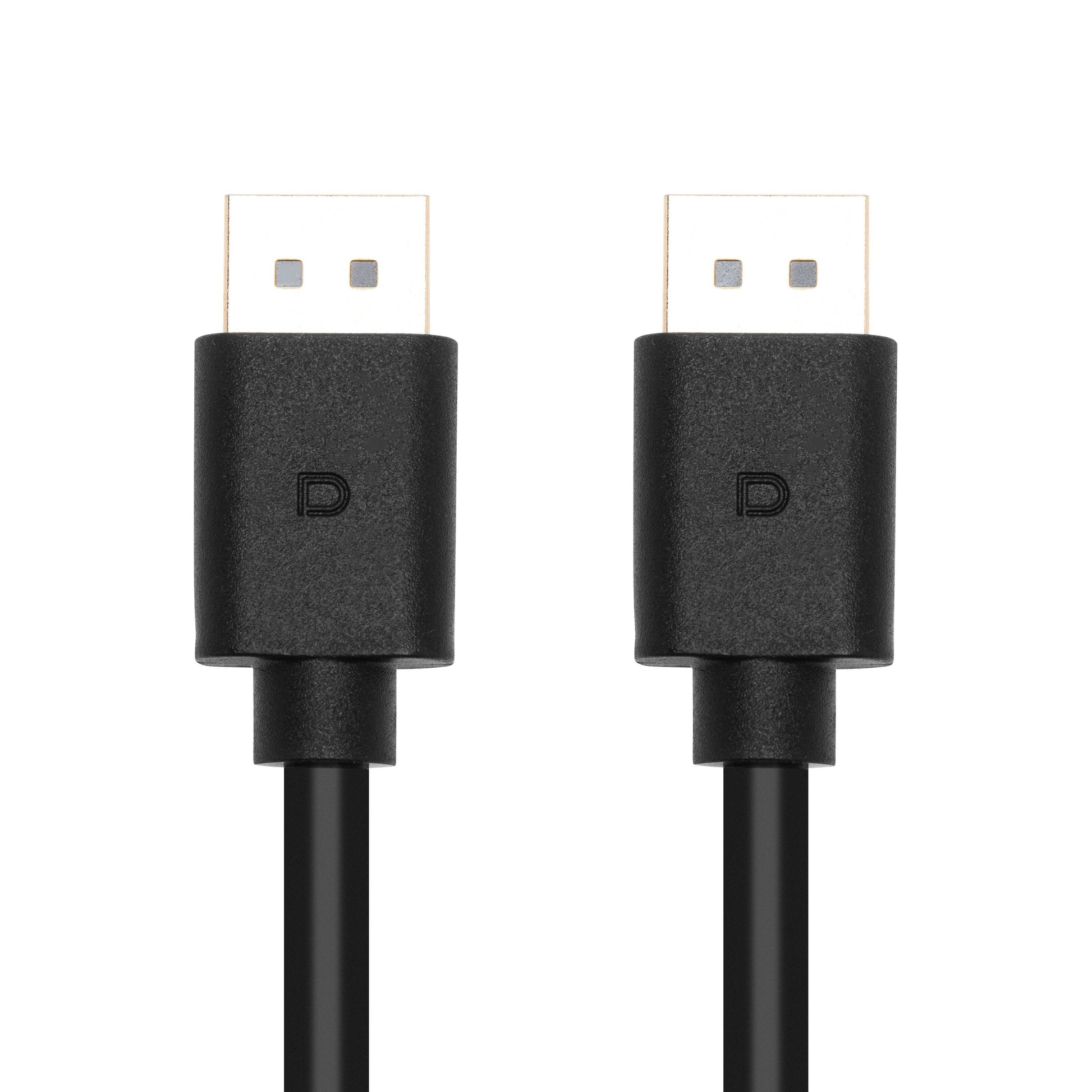 DisplayPort 1.4 kabel 3 m sort med rektangulært stik, til stk ved siden af hinanden, understøtter 8K-opløsning.