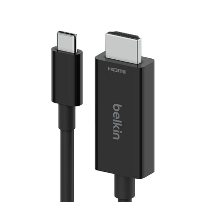 Belkin USB-C til HDMI-kabel 8K/60Hz 2m sort med USB-C og HDMI-stik.