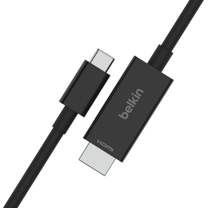 Belkin USB-C til HDMI kabel 2 m, understøtter 8K/60Hz, sort, tilslutning fra USB-C enhed til HDMI skærm.