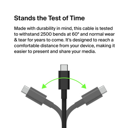 Belkin USB-C til HDMI kabel 8K/60Hz 2m sort, fleksibel, modstår 2500 bøjninger ved 60° vinkel.