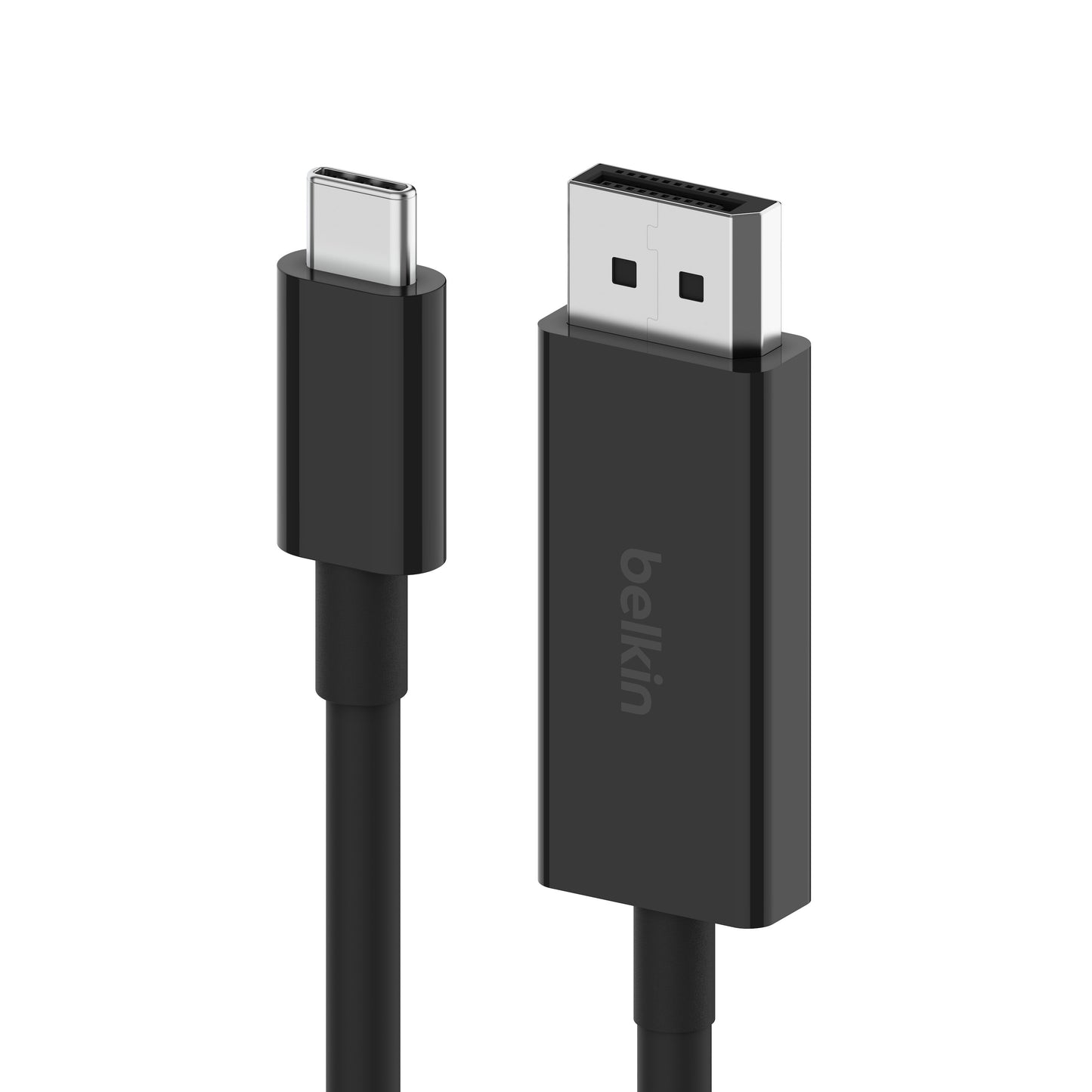 Belkin USB-C til DisplayPort 1.4 kabel 2m, understøtter 8K/60 Hz, USB-C stik og DisplayPort-stik med Belkin-logo.