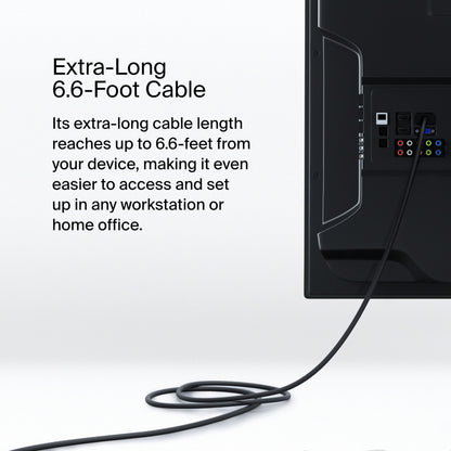 USB-C til DisplayPort kabel 2 m, 8K/60 Hz, DisplayPort 1.4, sort, ekstra lang rækkevidde.