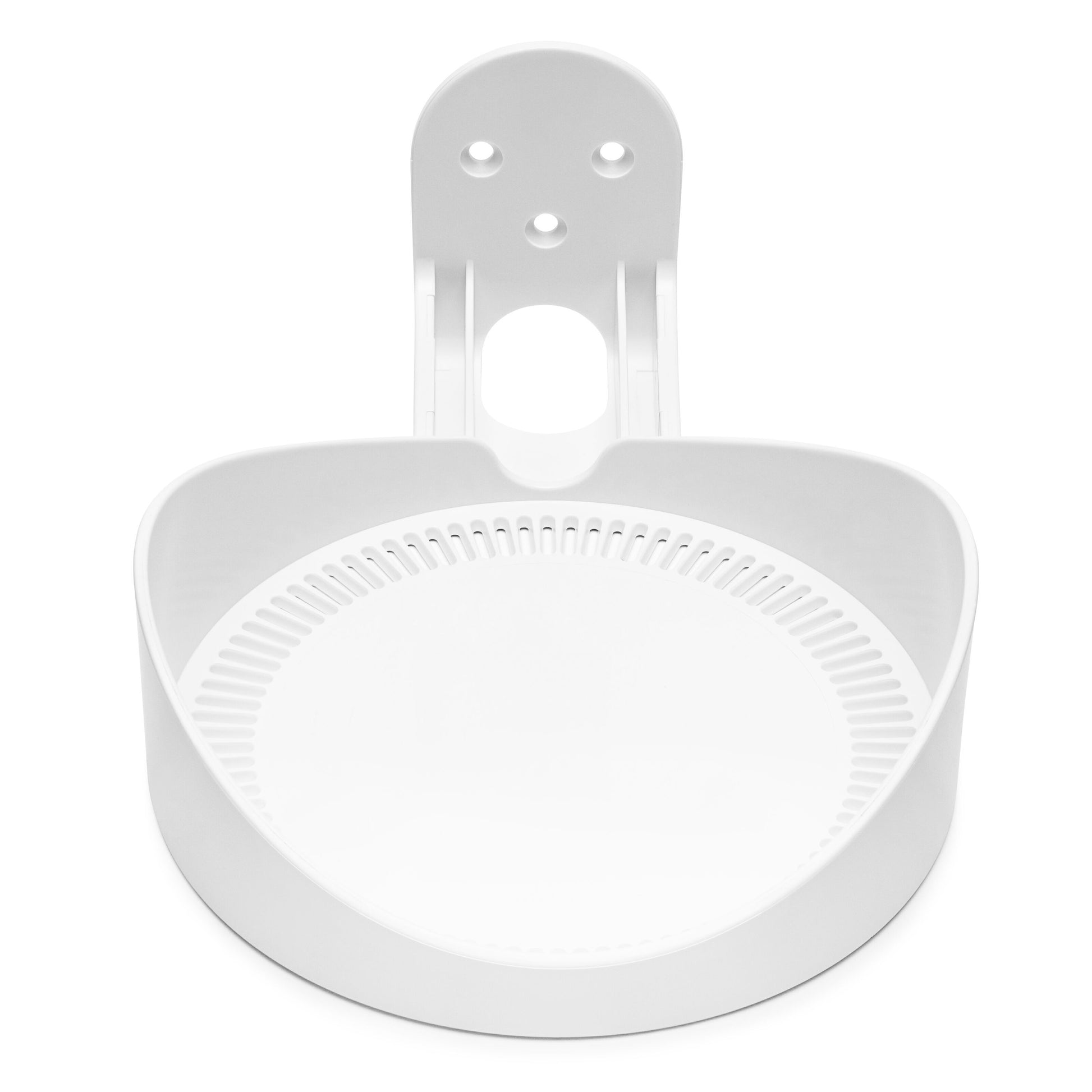 Vægbeslag til TP-Link Deco X-serie 3-pak, hvid plast, perforeret bund, tre monteringshuller.
