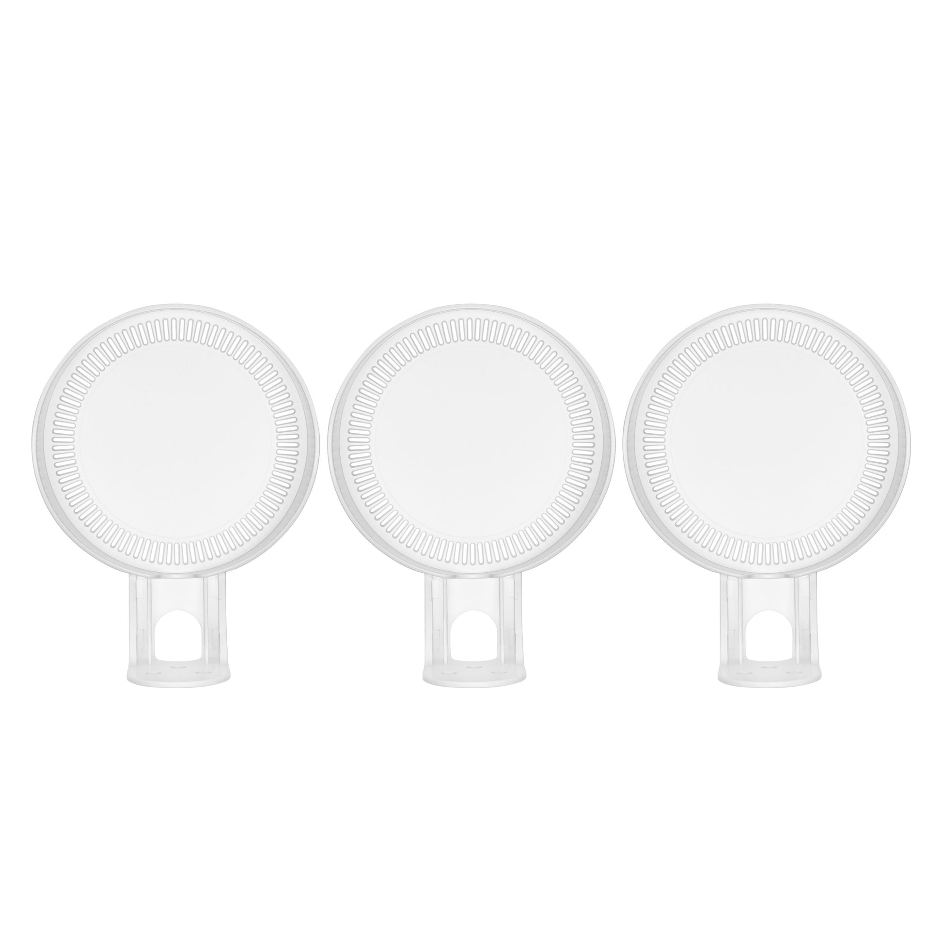 TP-Link Deco X-serie vægbeslag 3-pak, hvide med klare håndtag og teksturerede kanter, side om side.