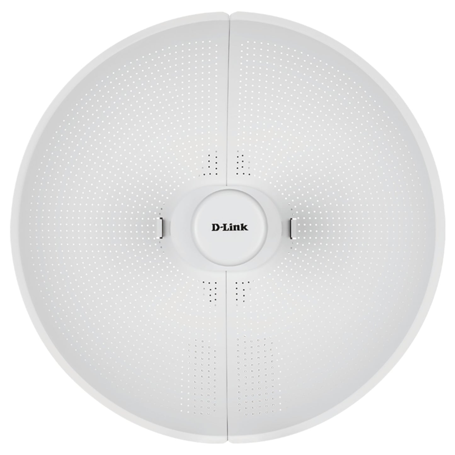 D-Link DAP-3712 Radiolink accesspoint hvid, rund, perforeret overflade, central logo, 867 Mb/s set oppefra.