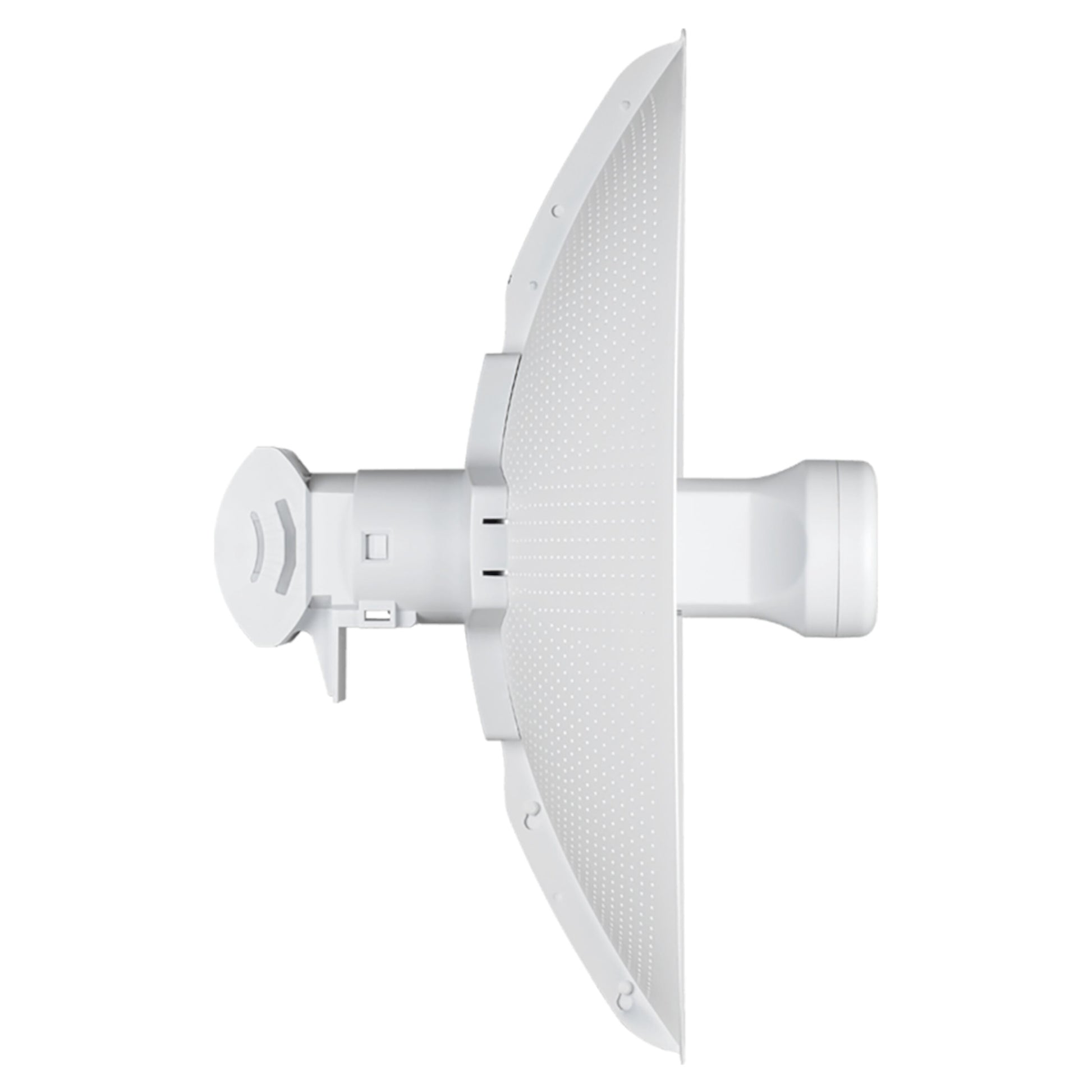 D-Link DAP-3712 Radiolink accesspoint 867 Mb/s hvid parabolantenne sideview til udendørs brug med buet skål og central del.