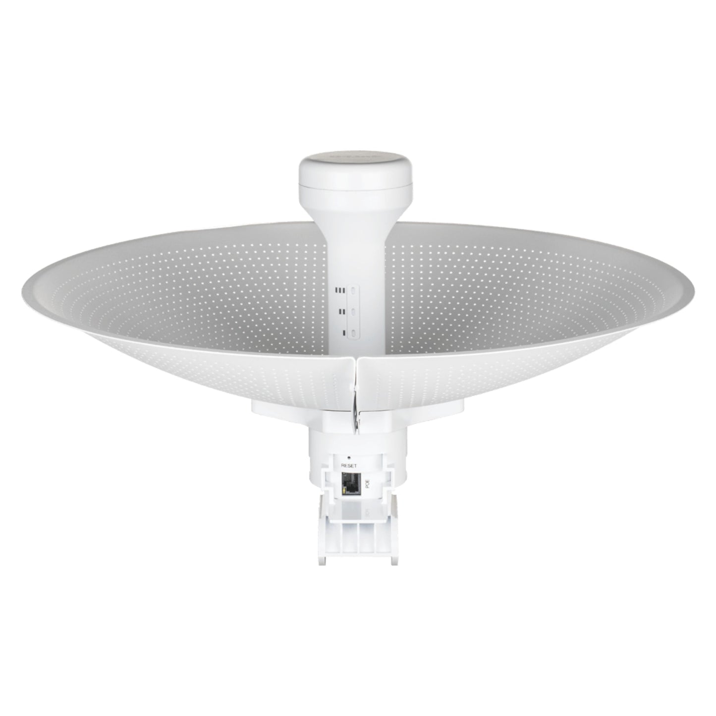 D-Link DAP-3712 hvid rund perforeret antenneskål med centralt monteringsbeslag og port, 867 Mb/s access point.