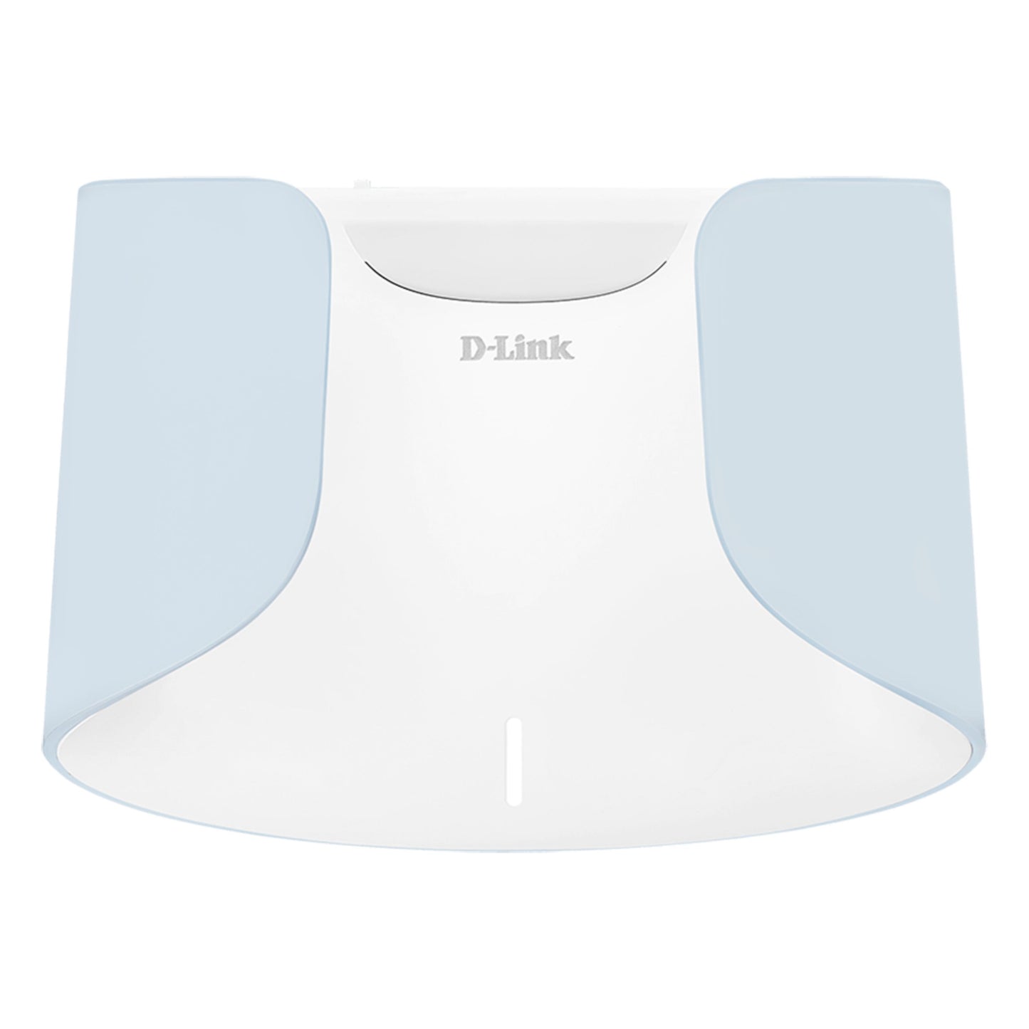 Dlink M30 Aquila Pro AI Mesh-router AX3000, hvid/blå, Wi-Fi 6, set oppefra med Dlink-logo på toppen og afrundede kanter.
