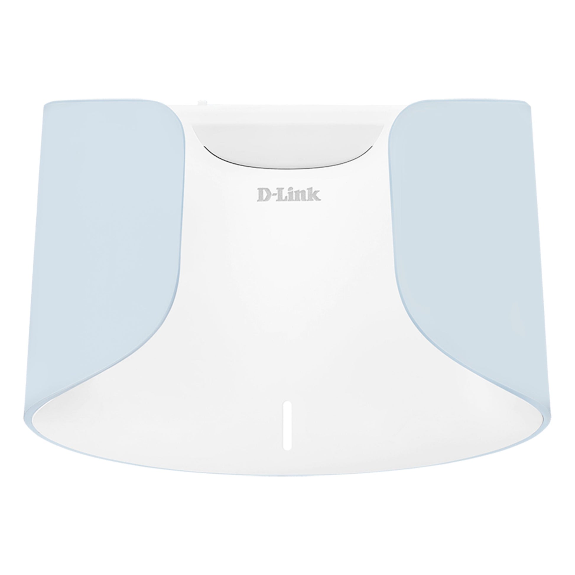 Dlink M30 Aquila Pro AI Mesh-router AX3000, hvid/blå, Wi-Fi 6, set oppefra med Dlink-logo på toppen og afrundede kanter.