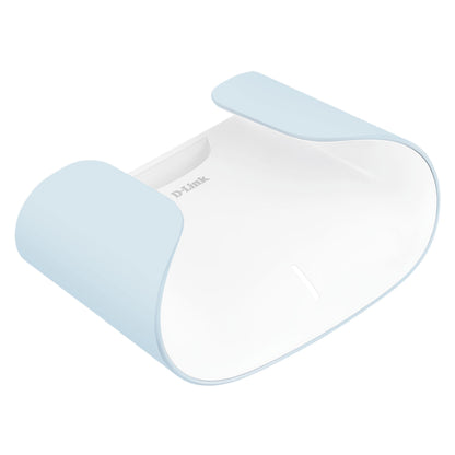 Dlink M30-2 Aquila Pro AI Mesh-system AX3000 2-pack, hvid og lyseblå, buede kanter, diskret Dlink-logo på toppen.